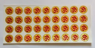 Sheet Of 36 Om Stickers Auspicious Sacred Hindu Buddhist Gold Holographic 2cm • £1.25