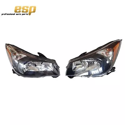 Pair Of Left & Right Black Halogen Headlight For 2014-2016 Subaru Forester • $129.43