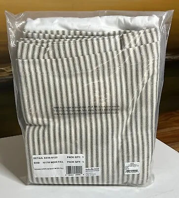 Restoration Hardware Vintage Ticking Stripe Bed Skirt Cotton Full Moss NEW $89 • $49.99