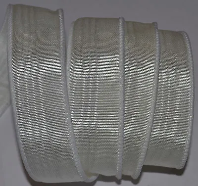 Wired Ribbon~Luxury White Moire~Grosgrain~1 1/4 ~Wavy~Wedding~Bridal~Gift~Bow • $6.95