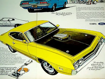 1970 FORD TORINO COBRA ORIGINAL AD *390/GT/429 V8/grille/emblem/hood/decal/1971 • $14