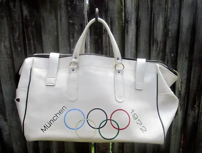 Munich Olympics 1974 Official Holdall Leather Large Kit Bag Olympics Super Rare • £35
