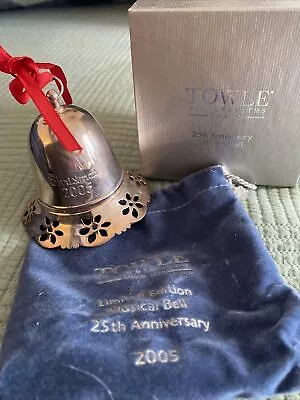 Towle Silversmiths Christmas Bell 2005 Poinsettia Musical Bell 25th Anniversary  • $19.99