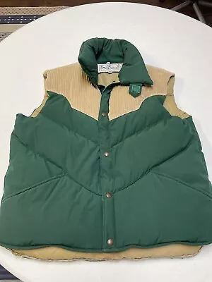 Vintage William Barry Down Puffer Vest Mens XL Tan Green Made In USA￼ • $39.95