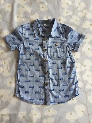 M+S Baby Boys Short Sleeved Blue Campervan Shirt 12-18 Months. Great Condition. • £3