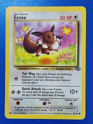 Eevee 51/64 Jungle Set Original NEAR MINT WOTC Pokemon Card E8i • £4.09