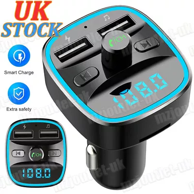 Car Wireless Bluetooth 5.0 FM Transmitter Music MP3 Player 2 USB Charger Adapter • £31.99