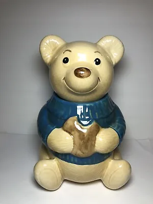 Metlox Teddy Bear Cookie Jar Vintage Blue Shirt California Usa Euc • $28.70