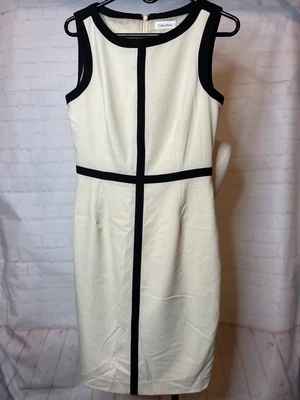 $38.99 • Buy Calvin Klein Womens Sleeveless Color Block Sheath Dress Cream With Black Size 4