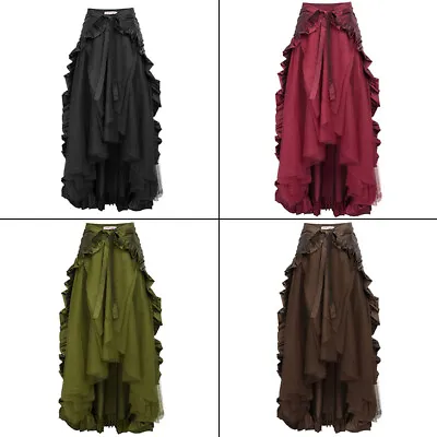 Retro Medieval Steampunk Gothic Wrap Skirt Victorian Era Ruffled Pirate Skirt • $56.86