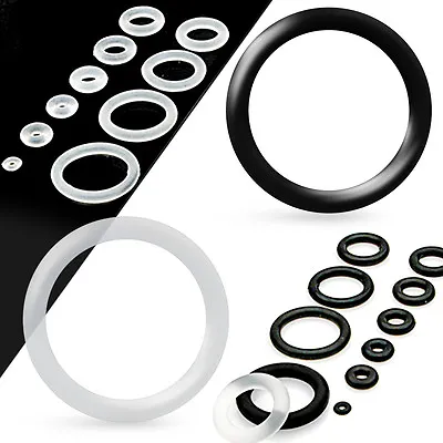 Replacement O-Rings Body Jewelry Bands For Plugs Tunnels Tapers Black Or Clear • $7.99