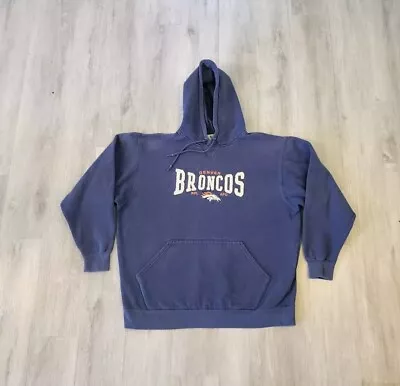 Vintage Denver Broncos Hoodie Men's Large Hooded Sweatshirt Football Lee Sport • $19.95