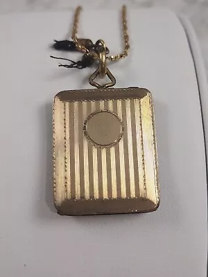 Antique Vintage Gold Filled Rectangular Locket Pendant W Old Photos • $48.75