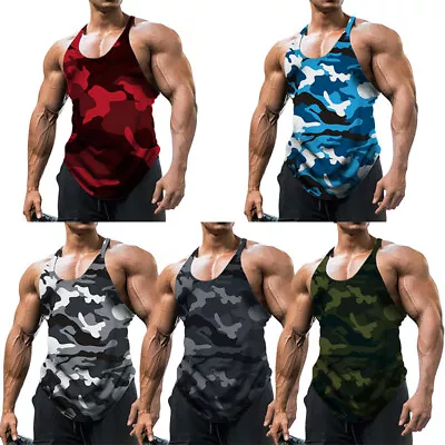 Mens Gym Tank Tops Vest Sleeveless Bodybuilding Fitness Muscle Tee T-shirt Hot ☆ • $8.37