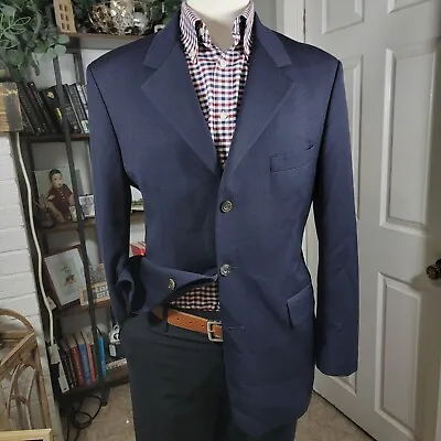 VTG Brooks Brothers 346 Men's Sport Coat Three Button Navy Worsted Wool Size 41R • $45