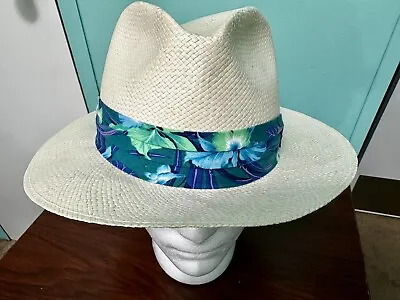 Vintage Panama Jack Woven Straw Hat Size X-Large Tropical Band Logo USA Made • $24.99