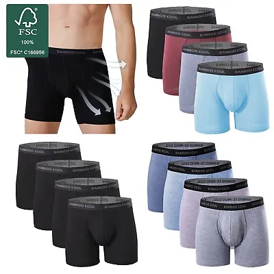 BAMBOO COOL Men's Bamboo Underwear Boxer Briefs 4 Pack Soft Trunks Undies Black • $36.99