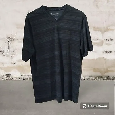 Under Armour T-Shirt Threadborne V-Neck Short Sleeve Mens Size L Black Heathered • $10