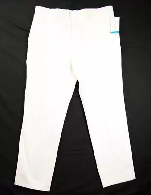 Perry Ellis Mens Linen Blend Pants 36x30 Slacks Slim Fit Flat Front White $95 • $38.98