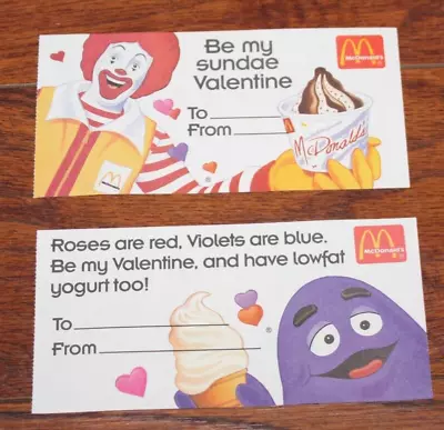 Vintage  McDonalds   VALENTINE TREAT Certificates Coupons (LOT OF 2)  1995 • $7.79