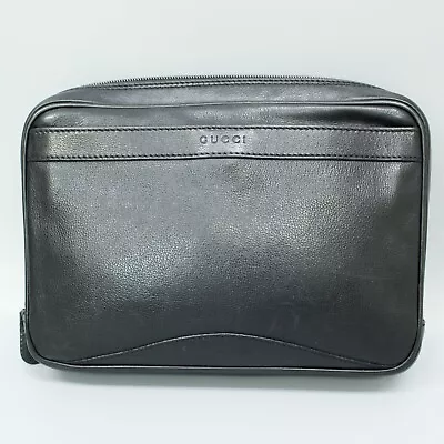 GUCCI Vintage Leather Clutch Bag 013 3754 3702 Black JUNK • $119