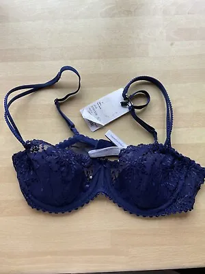 Marie Jo Jane 32A Push Up Bra Bleu Satine BNWT • £40