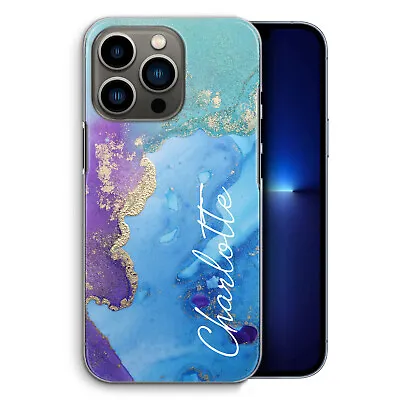 Personalised Phone Case For Motorola/OnePlus 78  Blue Purple Marble Hard Cover • £6.49
