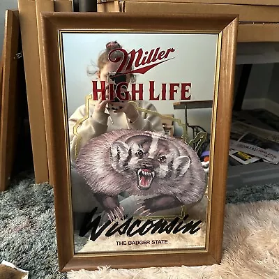 Miller High Life Wisconsin The Badger State Beer Mirror  • $98