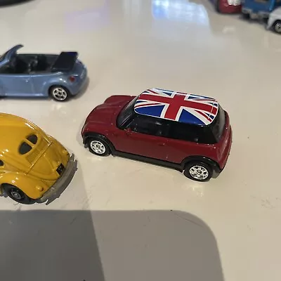 Welly Mini Cooper Union Jack Car No. 2069 Collectable. And 4 VW Yellow Split • £10