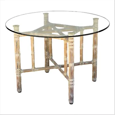 Authentic McGuire Natural Bamboo Rattan Dining Table Base Use W/ Round Glass Top • $3995