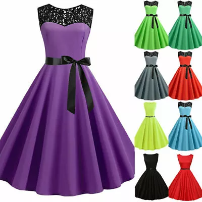$19.89 • Buy Ladies Vintage Dress Sleeveless Rockabilly Hepburn Party Ball Prom Swing Dresses