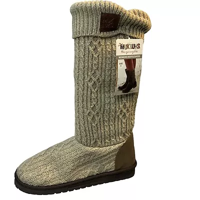 Mjuk Luks Boots Taupe Cable Knit Slip On Women's Shoe Size 8 • $21.99