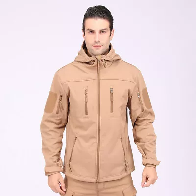 Windbreaker Men's Tactical Soft Shell Jacket Coat Army Camo Casual Hooded Hiking • $41.10