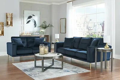 $1295 • Buy Ashley Furniture Macleary Navy Sofa And Loveseat Living Room Set