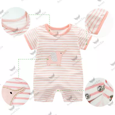 Baby Boy Girl Cotton Romper Jumpsuit ShortSleeve Playsuit Infant Newborn Clothes • £5.49