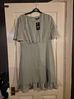 Quiz Size 14 Sage Tonal Check Chiffron Dress BNWT • £0.99