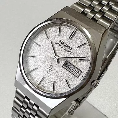 SEIKO GRAND QUARTZ 4843-8050 Vintage Watch Men Silver Dial Battery Replaced • $450