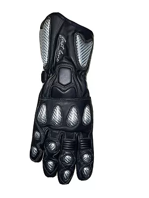 Leather Sport Bike Motorcycle MotoGP Style Full Finger Gloves Keprotec Black • $23.99