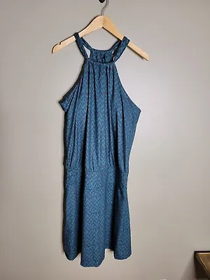 $14.52 • Buy Prana Strappy Blue Black Chevron Athletic Athleisure Stretch Dress Size XL