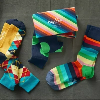 Happy Socks Classic Colorful Set Of 3 Pairs In Box • $19.90