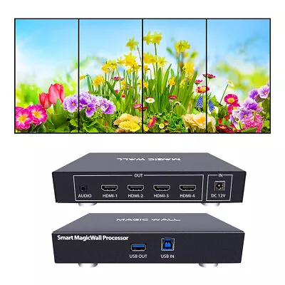 4ch Magic Wall Processor For 1x4 4x1 1x3 3x1 TV Wall 0~360 Degree Art Video Wall • $299