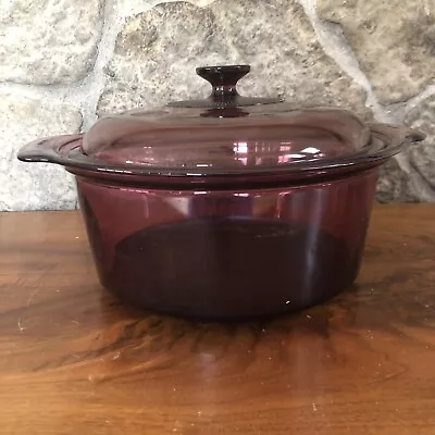 Vtg 5L  Visions PYREX Corning Cranberry Stock Pot/Dutch Oven With Lid Nonstick • $49.99