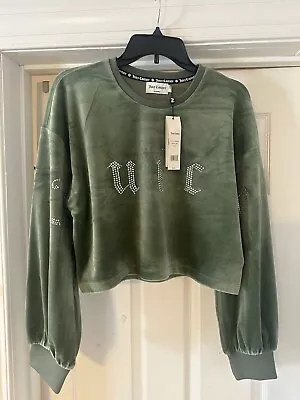 Juicy Couture “Coastal Drive” L/S Velour Bling Bling Shirt (L) NWT $89 • $18.88