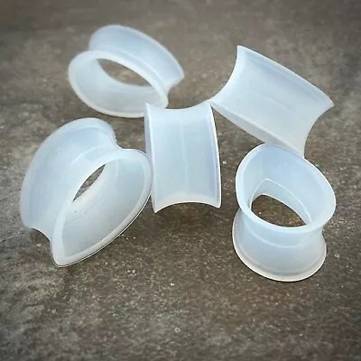 Pair Of Clear Silicone Teardrop Tunnels (SIL-007) Set Gauges Plugs PICK SIZE • $10.49