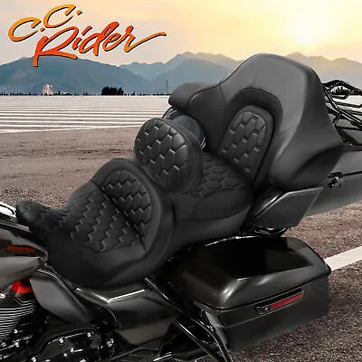 C.C. RIDER Driver Passenger Seat W/Backrest Pad Fit For Harley Touring 14-23 • $659