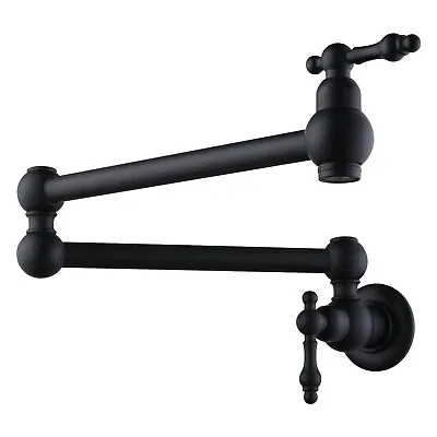 Black Pot Filler Faucet Double Joint Swing Arm Kitchen Sink Faucet Wall Mount • $43