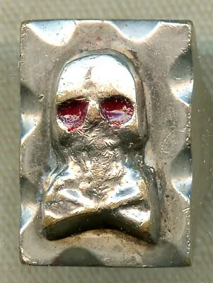 Great 1950s Mexican Biker Ring In Nickeled Brass With Skull & Bones Design Sz6.5 • $295