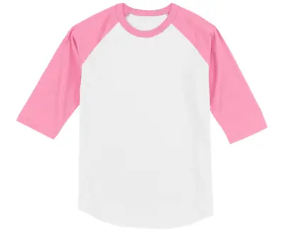 White Pink Jersey 3/4 Sleeve Shirt Men's Small Women's Large 100% Cotton NEW • $7.90