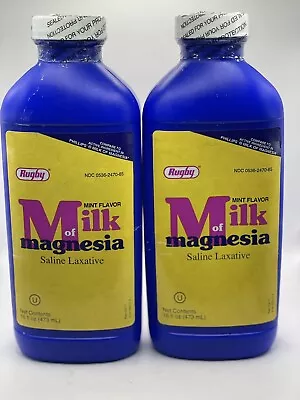 2-Pack Rugby Milk Of Magnesia Saline Laxative Mint Flavor Suspension 16oz 2025 • $25