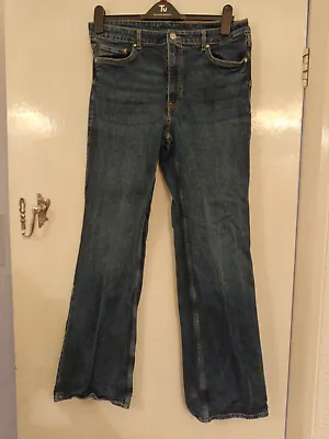 H&M High Waist Bootcut Blue Stretch Jeans In Size 14 - Leg 31  Waist 34 To 35  • £9.99